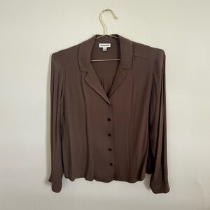 Brown camp collar blouse
